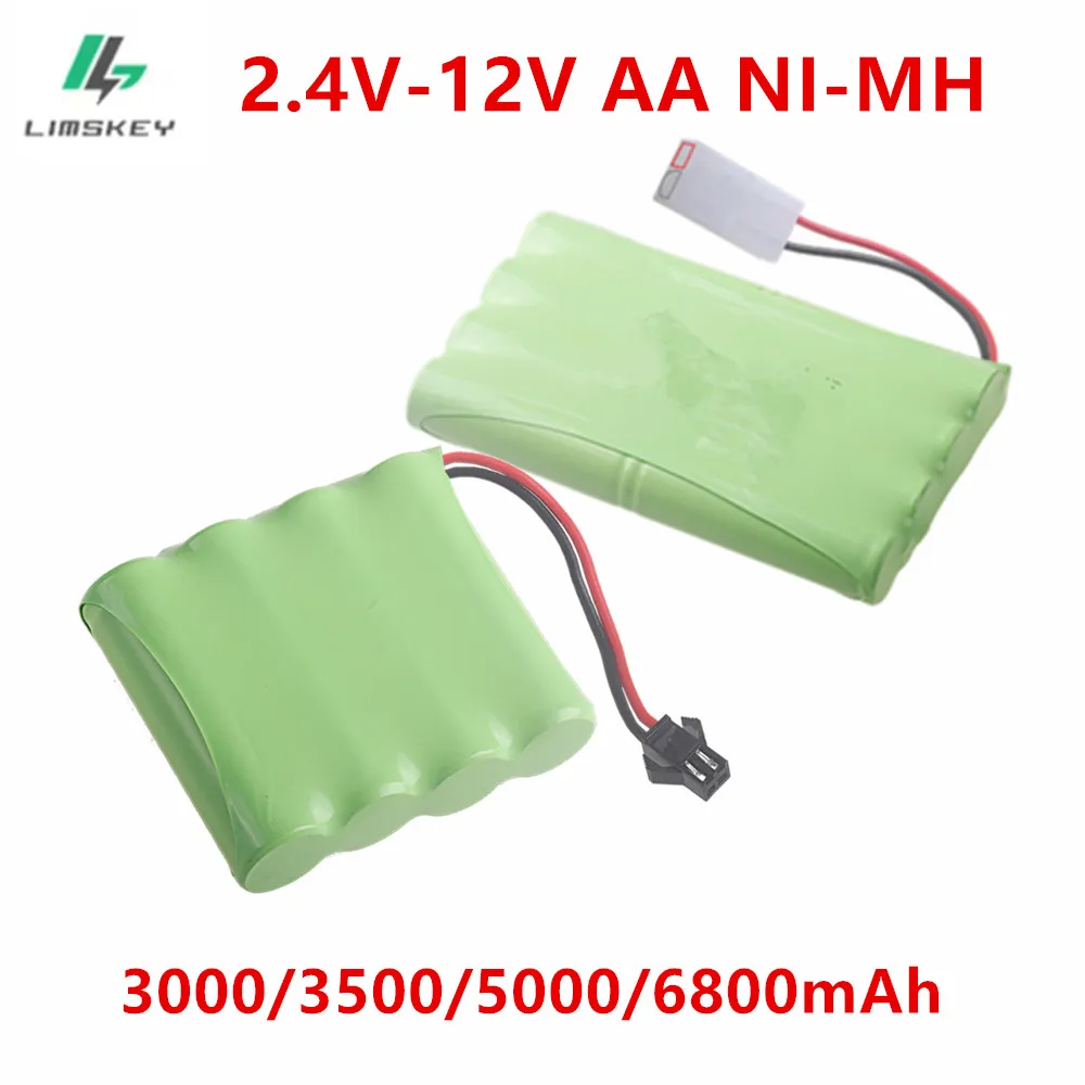Limskey For 2.4V/3.6V/4.8V/6V/7.2V/8.4V/9.6V/12V Upgraded Large Capacity 6800mAh Remote Control Toy Car SM-2P Plug Toy Battery
