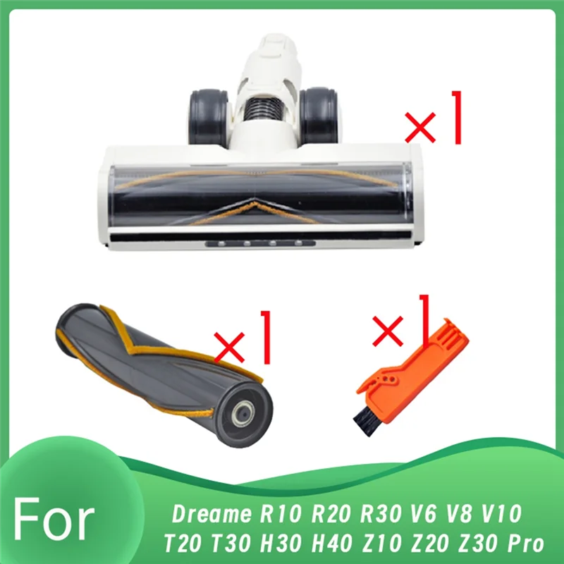 

B98A-3Pcs For Dreame R10 R20 R30 T30 Vacuum Electric Floor Brush Attachment Soft Floor Brush Head With Led Dust Light