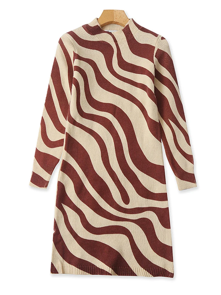 

Collar Floral Knitted Dr Casual Long Sve Women's Overhead Sweater Dr Elastic Spring Autumn New Sle Warmth Heating