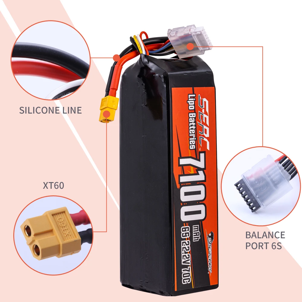 SUNPADOW 6S 22,2 V RC Lipo Batterie 7100 mAh 9500 mah mit XT60 XT90 für RC Flugzeug Flugzeuge Quadcopter Drone FPV Hubschrauber Racing – Detail 4
