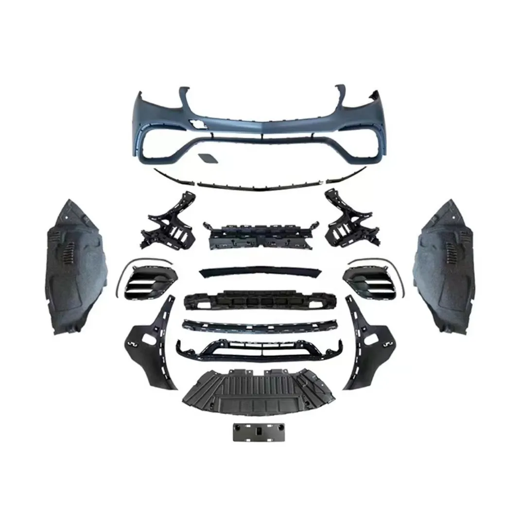 

Car Bumper for Mercedes benz GLC X253 2020-2022 to GLC63 AMG Front Rear Bumper with Grille ,rear Diffuser with Exhaust Pipe