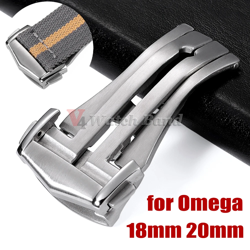 18 20 mm Edelstahl-Faltschließe für Omega, faltbares Uhrenschnallenarmband, Butterfly-Knopf für Seamaster Speedmaster