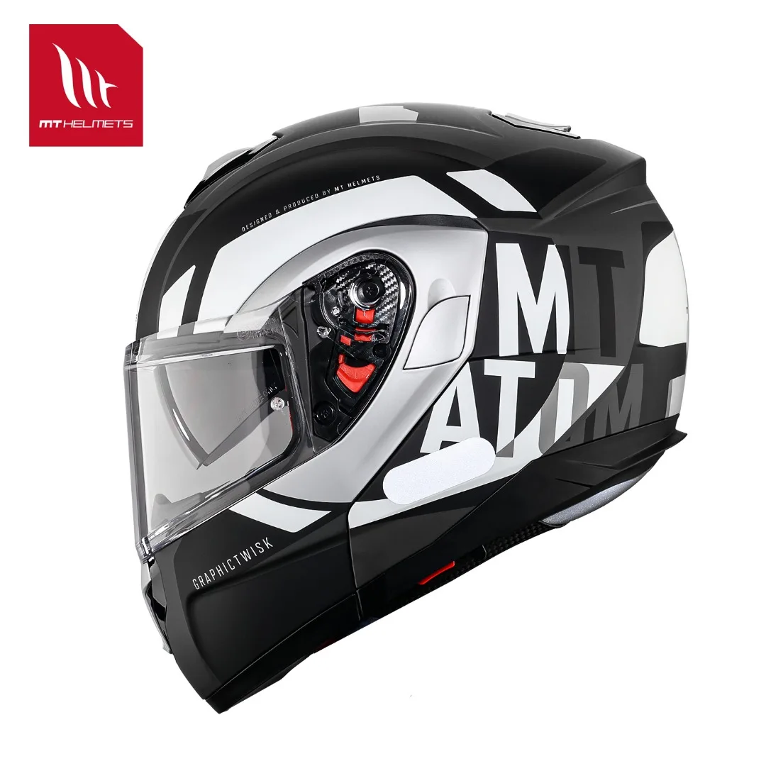 Flip up Motocross Helmet Mt Atom Sv Clear Outer Visor Black Inner Visor Motorcycle Helmets Quick Release Buckle Gloss / Matt