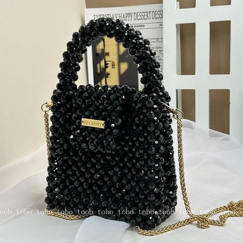 Niche Crystal Stone High Quality Big Box Handbags  Gorgeous Evening Party Purses and Handbags Thin Metal Long Chain Women Bags