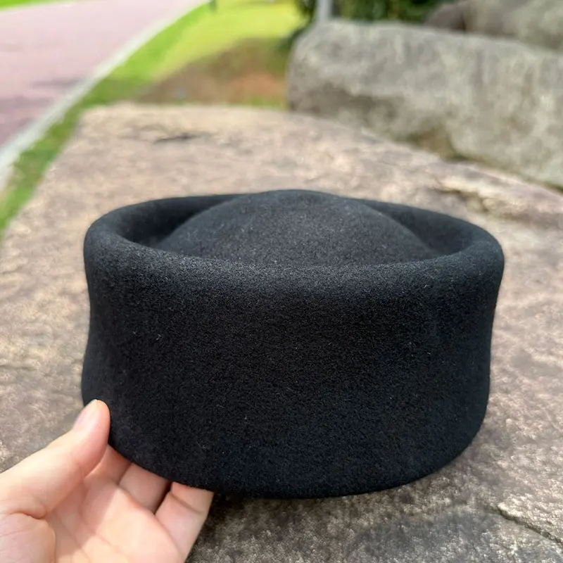 

Fall Winter Men And Women New Black Wool Beret Hat Fashion Jazz Top Hats English Style Luxury Top Hats Bone Chapeau Feutre Fem
