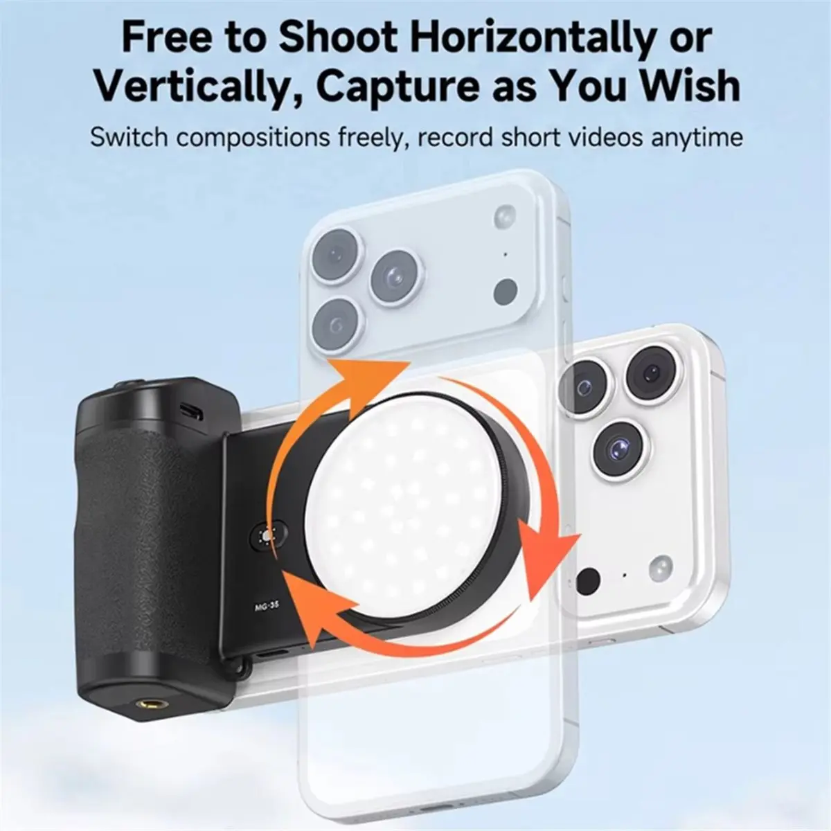 A72U Magnetic Phone Holder Grip with Tripod with Fill Light Bluetooth Remote Shutter for X300 Photography
