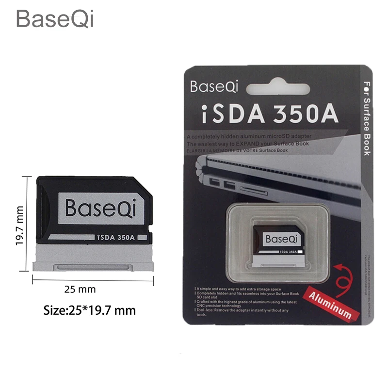 BaseQi para Microsoft Surface Book1/2/3 Adaptador Micro SD de 13,5 pulgadas Sbook I/II/III Minidrive de aluminio de 13'' 350A