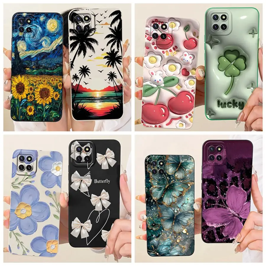 For Samsung Note 10 Lite Galaxy SM-N770F/DS Cases Sunflower Butterfly Shockproof Liquid Silicone Cover For SamsungA81 Fundas