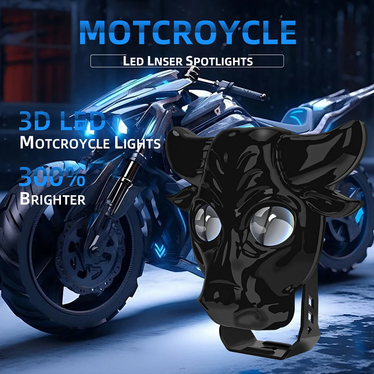 2pcs Cow Shape Motorcycle LED 8 Modes Headlight Lamp Fog Light Electric Vehicle Projector Lens Spotlight For Moto High Quality