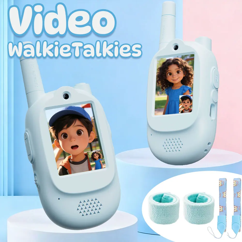 Video Walkie Talkie per giocattoli per bambini - Walkie Talkie da 2 pezzi con fotocamera Radio bidirezionale a lungo raggio Regalo di compleanno di Natale per ragazzo ragazza