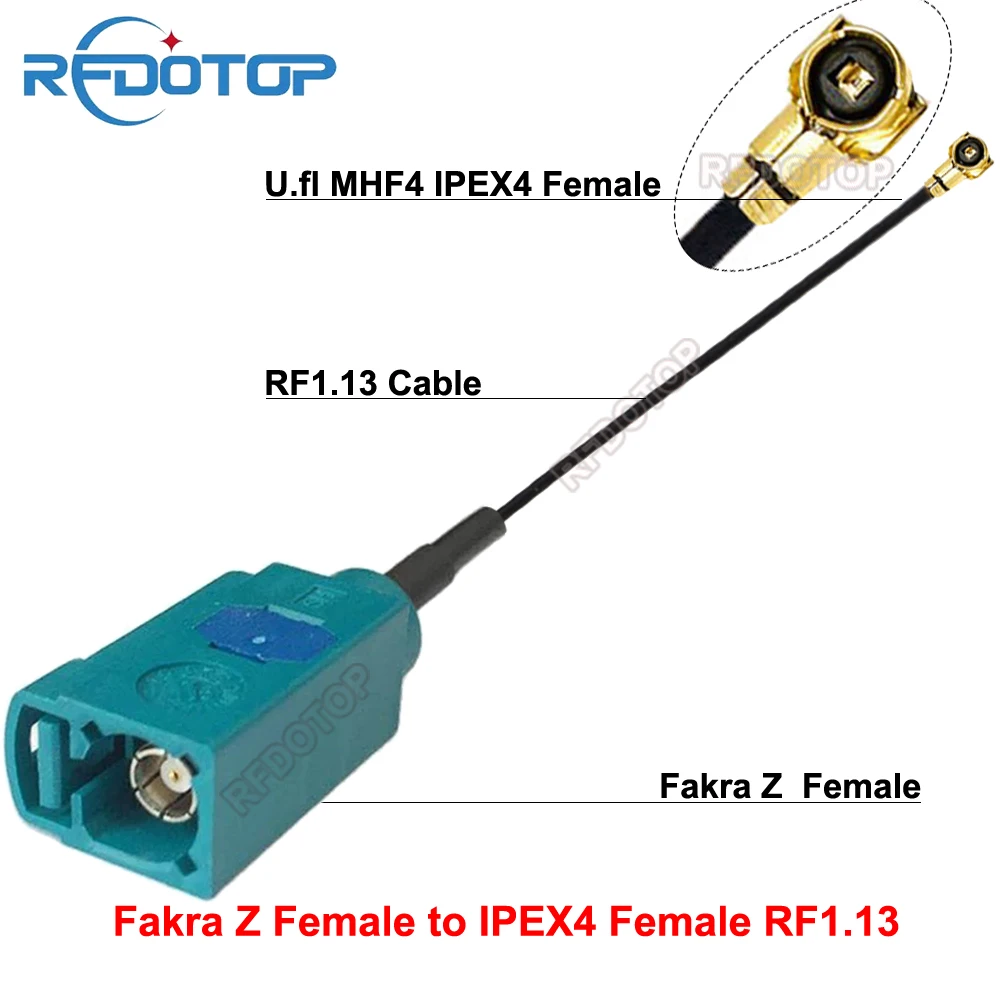 1PCS Fakra Z Female to u.FL/4/IPEX4 Female Connector RF1.13 Coaxial Cable RF Extension Cord Pigtail Jumper for WiFi Antenna