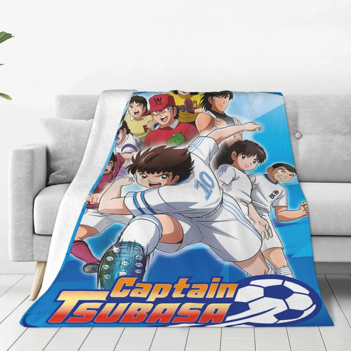 Captain Tsubasa Anime Blanket cartoon young football player Plush Funny Soft Throw Blanket for Home All Season