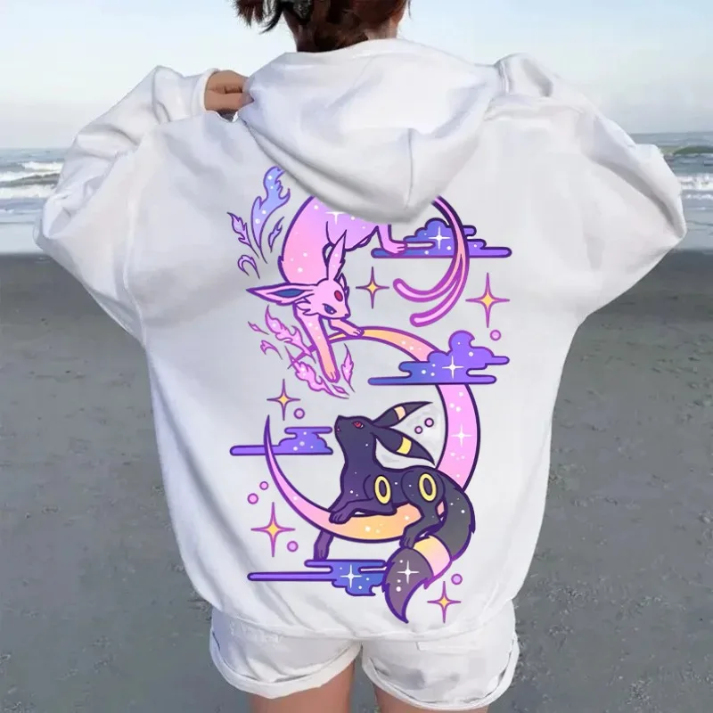 

Креативная толстовка с капюшоном с принтом Umbreon & Espeon 2022, мужская и женская осенне-зимняя новинка Harajuku, повседневный трендовый свитер большого размера