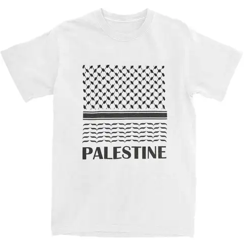 Vintage T-Shirt Palestine Map Cotton T Shirts Palestinian Kufiya Fashion Tshirt for Adult Summer Y2K Casual Short Sleeve Tees