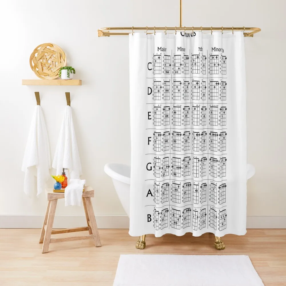 

Guitar Chords Poster White Shower Curtain Bathroom Box Bathroom Shower Set Bathtub Curtain