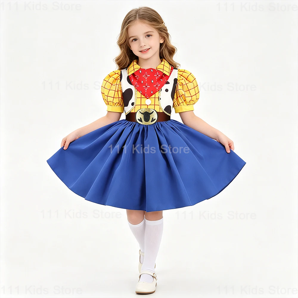 2026 New Movie Toy Club Woody Cowgirl Cosplay Costume with Socks Children Jessie Princess Dress Girls Summer Dresses Birthday