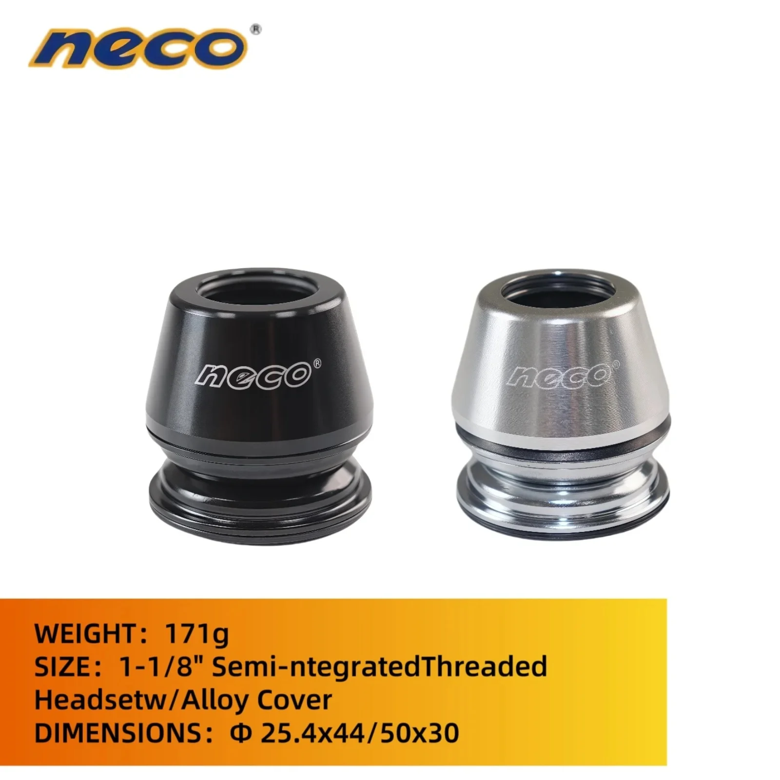

Neco Bike Headset Bicycle Semi-Integrated Threadless Headset 1-1/8" Aluminum Alloy for Urban/Vintage/Fixed Gear Bike 25.4/44mm