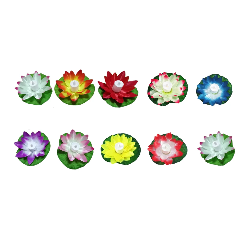 

10 Pcs Electronic Water Lotus Candles Pool Decorations