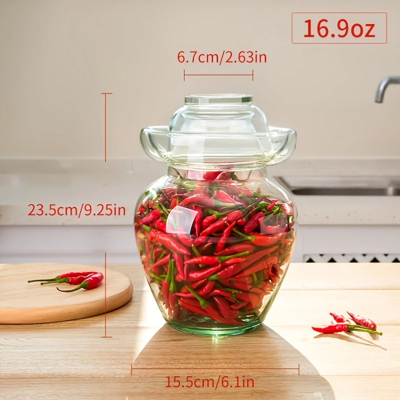 Glass Jar Pickle Fermentation Jar, Fermenting Crock Kit, Paocai Jar Pot for Pickling Kimchi, Sauerkraut, Vegetables