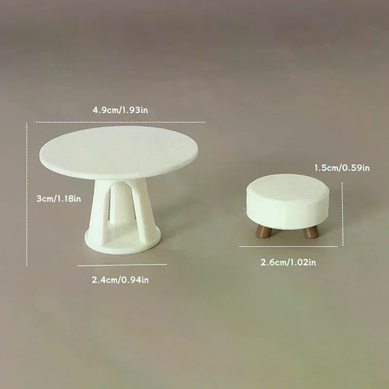 1/12 Dollhouse Miniature Simulation Round Table Stool Set Model Funiture Accessories For Doll House Decor Kids Pretend Play Toys