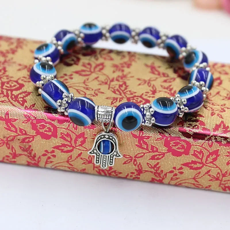 Creative Blue Evil Eye Bracelet for Women Wishing Lucky Amulet Hand of Fatima Bracelet for Men and Women Friendship Jewelry Gift