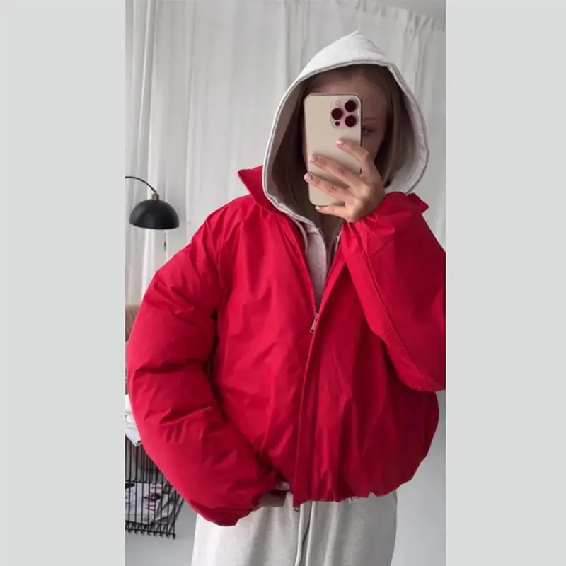 Casual Solid Women's Winter Jacket Fashion Stand Neck Full Sleeve Zip-up Cropped Padded Coats New Basic Daily Outwear 2026