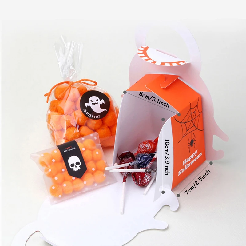 2pcs Halloween Candy Bags Pumpkin Ghost Pattern Paper Portable Gift Boxes Trick Or Treat Halloween Party Decorations Supplies