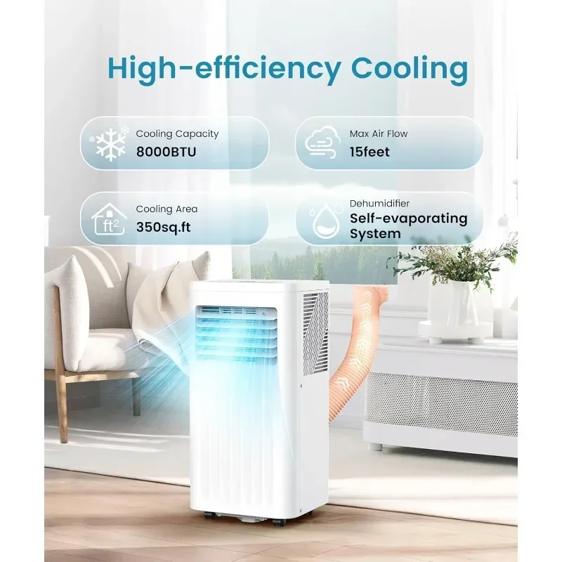 Joy Pebble AC portabel dengan kipas pendingin Dehumidifier pengatur waktu Mode tidur, pengendali jarak jauh dan peralatan jendela