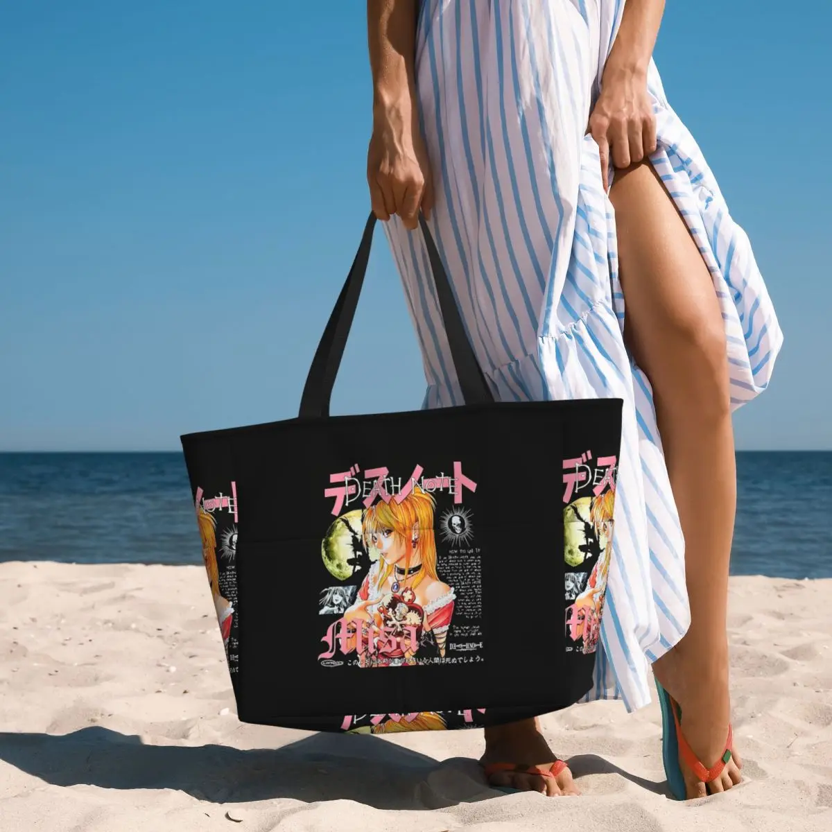 Death Note Anime Misa Amane Beach Tote Bag Sport Gym Yoga Duffle Large Tote Bag Women Travel Bag Fitness bag