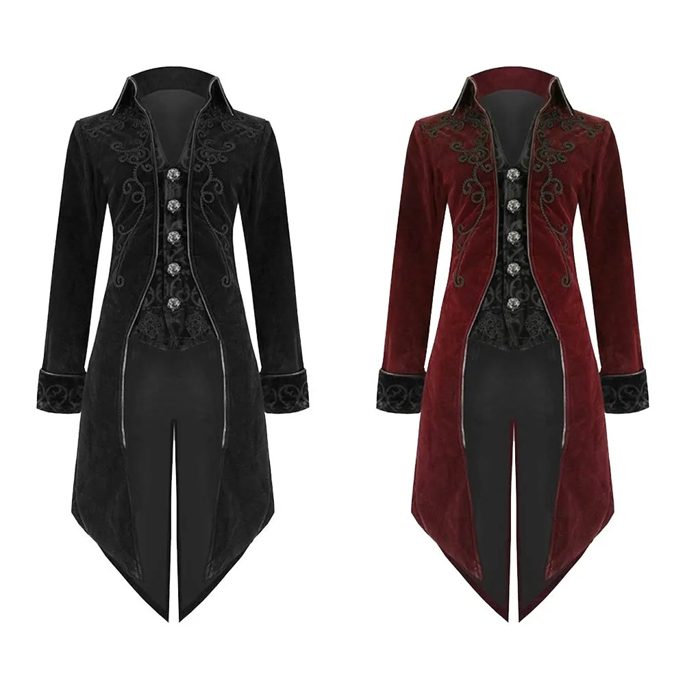 

Men's Overcoat European Court Gothic Cosplay Evening Dress Lapel Tailcoat Stage Costume Gothic Style