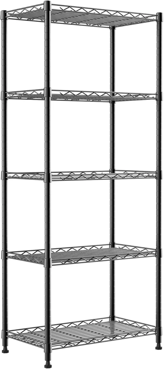 

Adjustable 5-Wire Metal Storage Rack for Laundry Bathroom Kitchen Pantry Closet, Black, 11.8"D x 21.2"W x 53.5"H