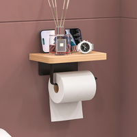 Creative solid wood tissue holder, wall mounted suitable for bathroom, toilet, hotel non perforated mobile phone roll paper hold
