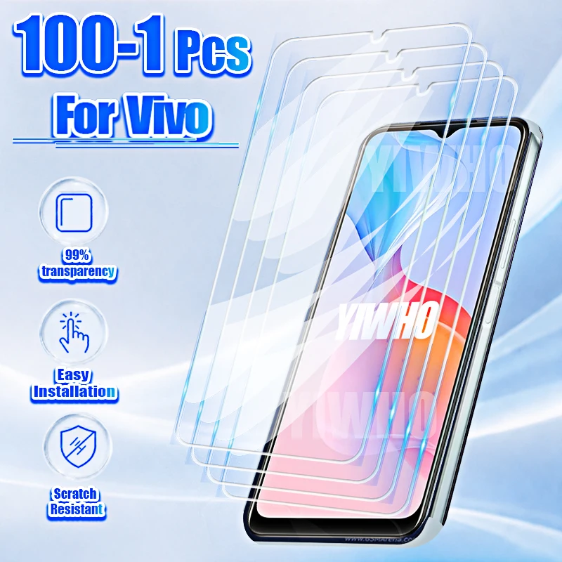 1-100Pcs Protective Tempered Glass for Vivo Y21 Y21d Y21t Y 21 D T Screen Protectors Front Case Full Cover Phone Film