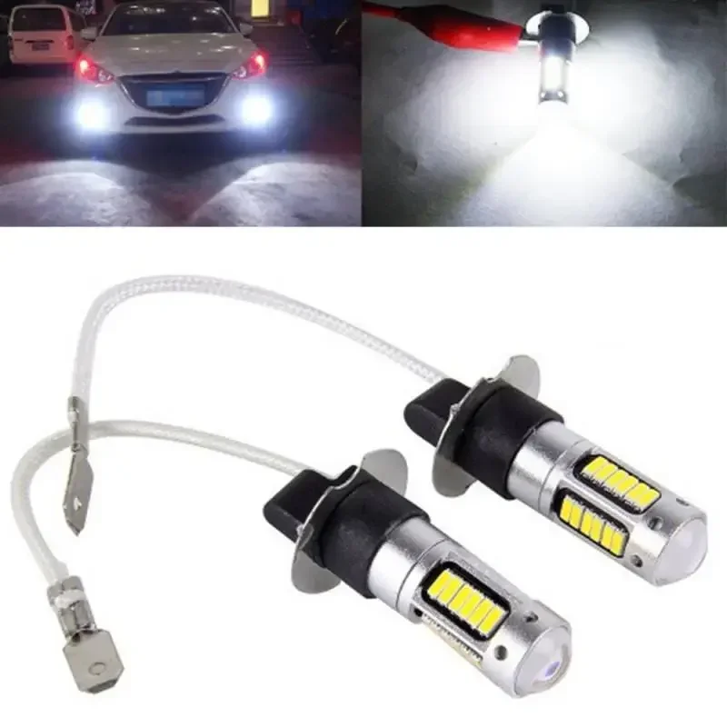 1Pc H3 LED Fog Light Bulbs Conversion Kit Super Bright Canbus 6000K White LED Headlight Auto Driving Running Lamps