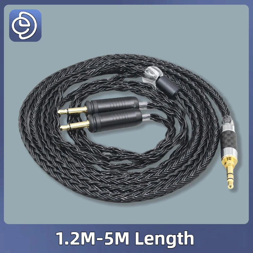 Cable de auriculares trenzado negro de 16 núcleos 7N OCC Dual de 3,5mm para Focal Clear Elear Elex Elegia Stellia 8263