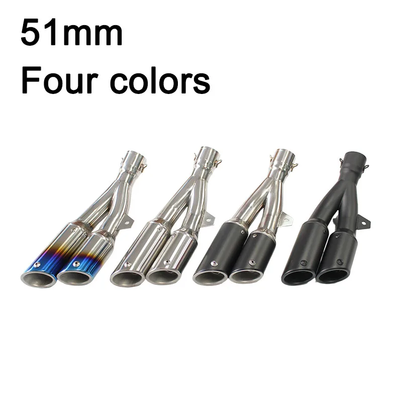

51 мм универсальный мотоциклетный глушитель с двойным вниз, двойной правый и левый Escape Moto для CBR650 R6 Z1000 Z400 NMAX155 PCX160
