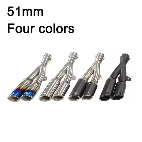 51mm Universal Motorcycle Double Down Exhaust Muffler Pipe Dual Right Left Escape Moto for CBR650 R6 Z1000 Z400 NMAX155 PCX160