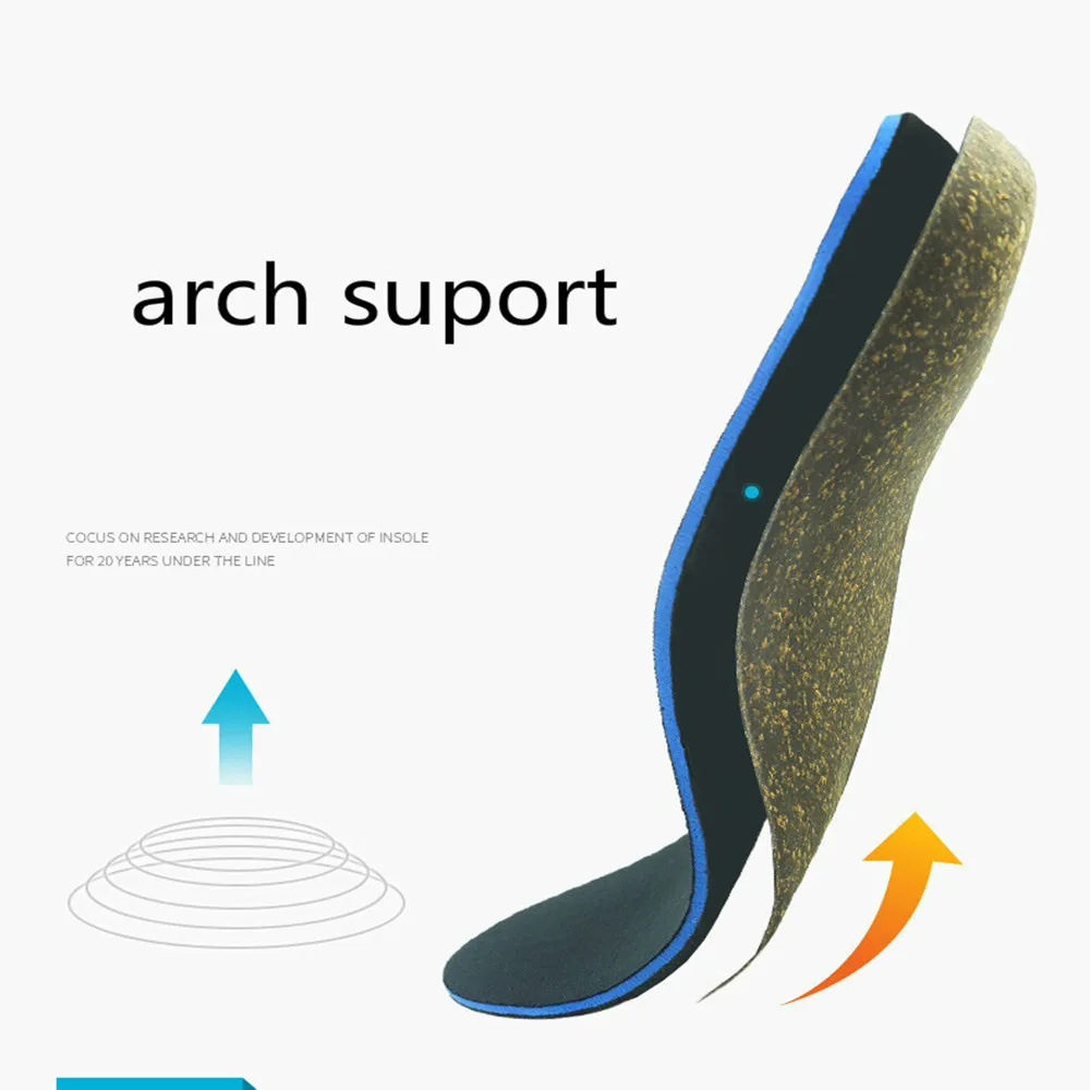 Adult Cork Orthopedic Insole Flat Foot  X/o Leg Correction Damping Orthopedic Insole Arch Support Pad For Shoe Men Women Insoles