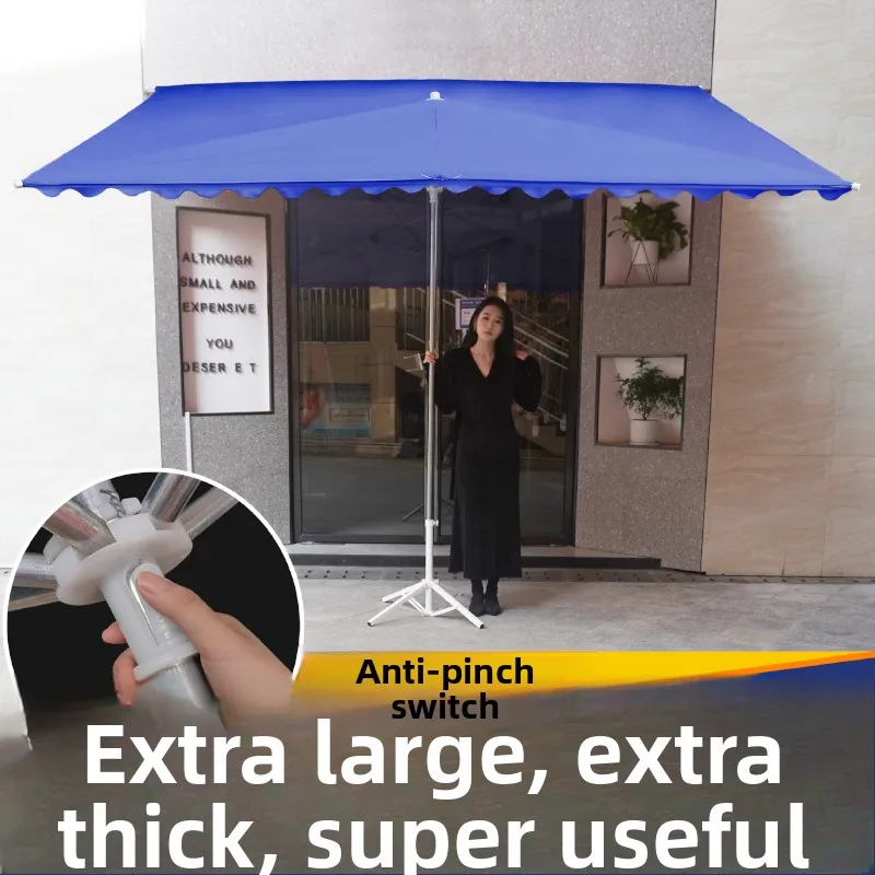 

Large Outdoor Sunade Umbrella Commercial op Front Porch Stall Selling Sun Protection Rain Four-Sided Folding Umbrella