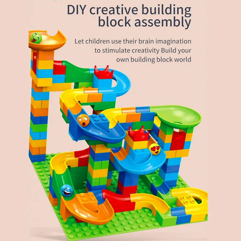 504PCS  DIY Assembly Bricks Marble Race Run Block Big Size Building Blocks Plastic Funnel Slide Educational Toys For Children