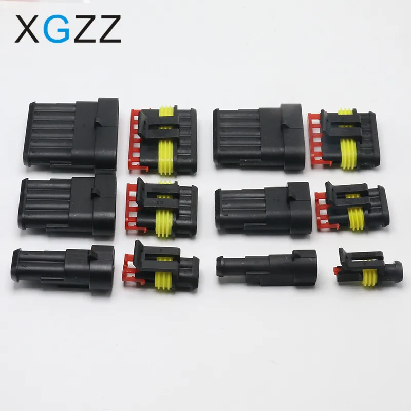 1 sets Kit 2 pin 1/2/3/4/5/6 pins Way AMP Super seal Waterproof Electrical Wire Connector Plug for car