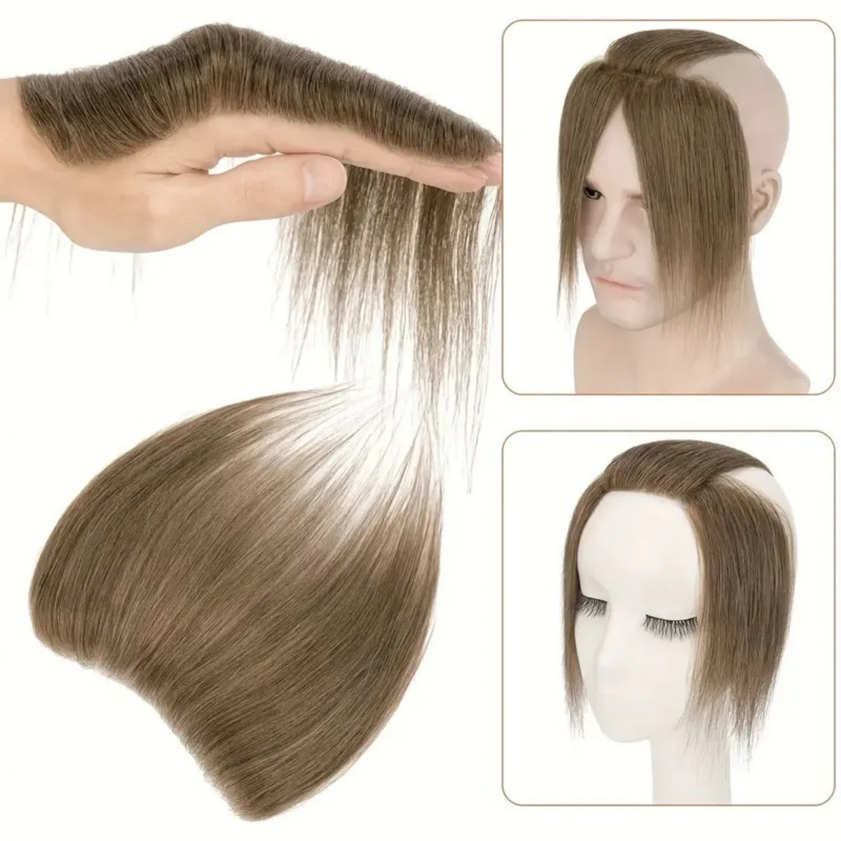 1x6 Inch 100% Human Hair Seamless Hairline Hairpiece - Natural Invisible Forehead Fringe, Adhesive Invisible Edge Hair Extension