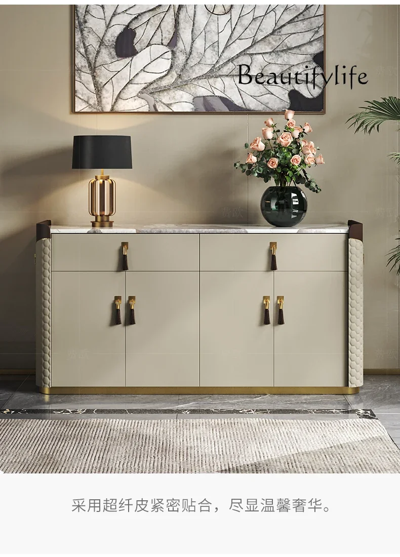 

home furniture all items Light Luxury Dining Side Storage Cabinet Italian Modern Marble High-Grade Gray Hallway Shoe Cabinet
