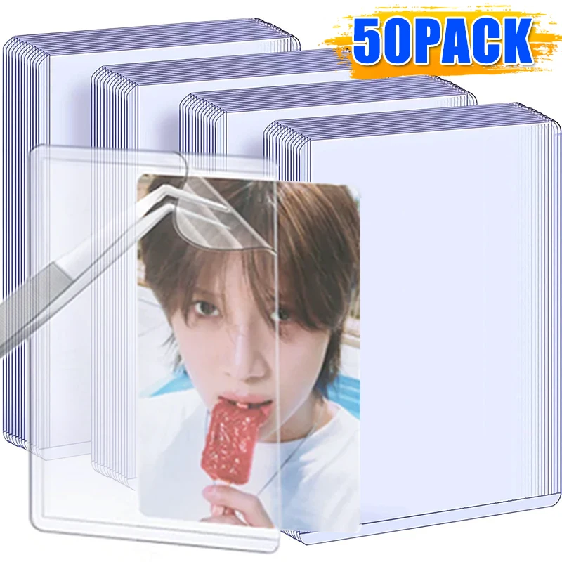 

1/25/50Pcs Transparent Korean Kpop Card Sleeve with Protective Film Clear Card Holder Idol Photo Game Card Toploaders Cover 35PT