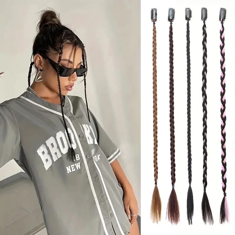 

2Pcs Synthetic Braid Wig with Strong BB Clips Lightweight Box Braid Ponytail Hair Pieces for Women Fashion Accessory