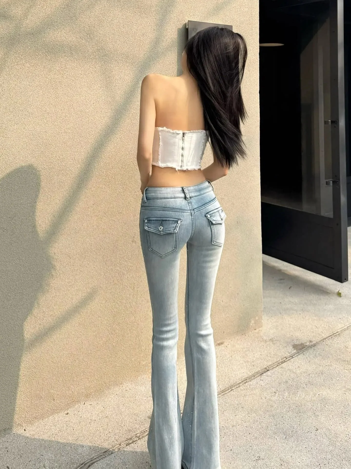 

Low Waist Flared Jeans Women's Faionable Slim Fit Bell Bot Spring New Arrival Cotton Stretch Denim Casual Ladies Pants