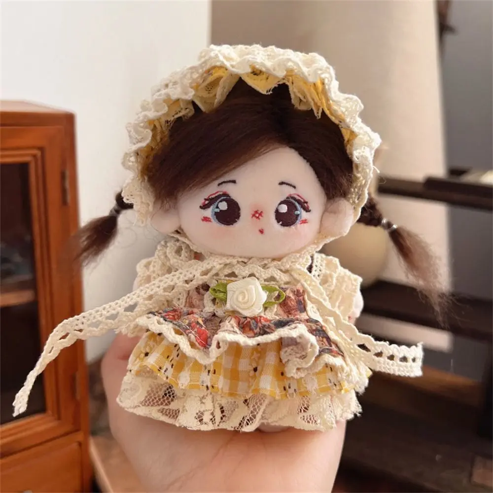 Maid Costume 10cm Doll Dress Retro Camellia Plush Dolls Cartoon Skirt Miniature Multicolor Cotton Dolls Halter Dress