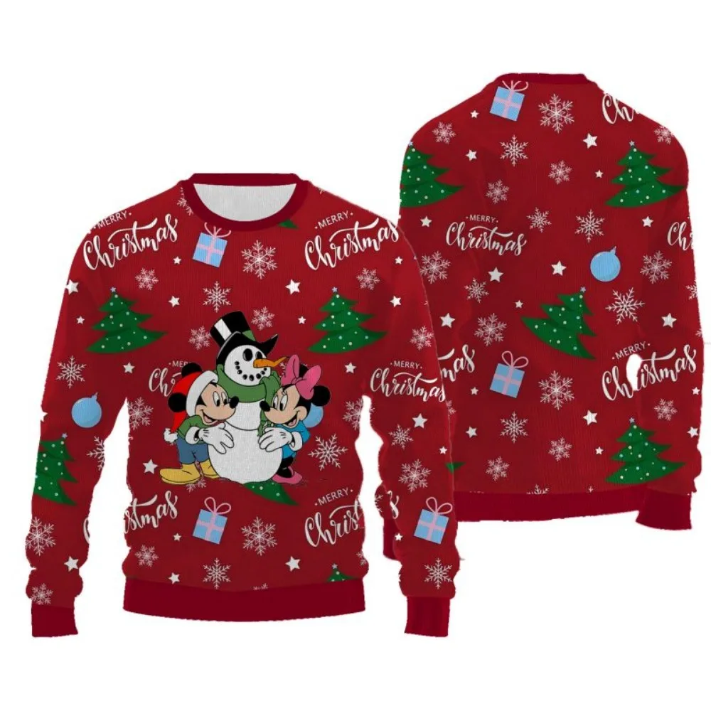 겨울 크리스마스 여성용 라운드넥 스웨터 만화 패션 스타일 어글리 스웨터 귀엽고 편안한 캐주얼 스웨터