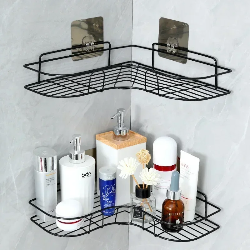 Hot Bathroom Metal Shelf No-Drill Metal Corner Shelf Shower Storage Shelf Bracket Bathroom Accessory Organizer Shampoo Shelfs