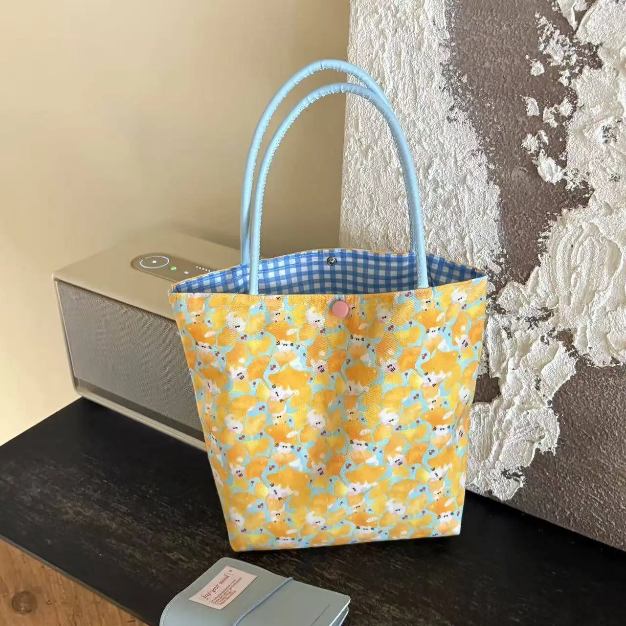 2026 New Cute Cat Print Canvas Bag For Women, Fresh Color-Contrast Large Capacity Student Commuting Handbag